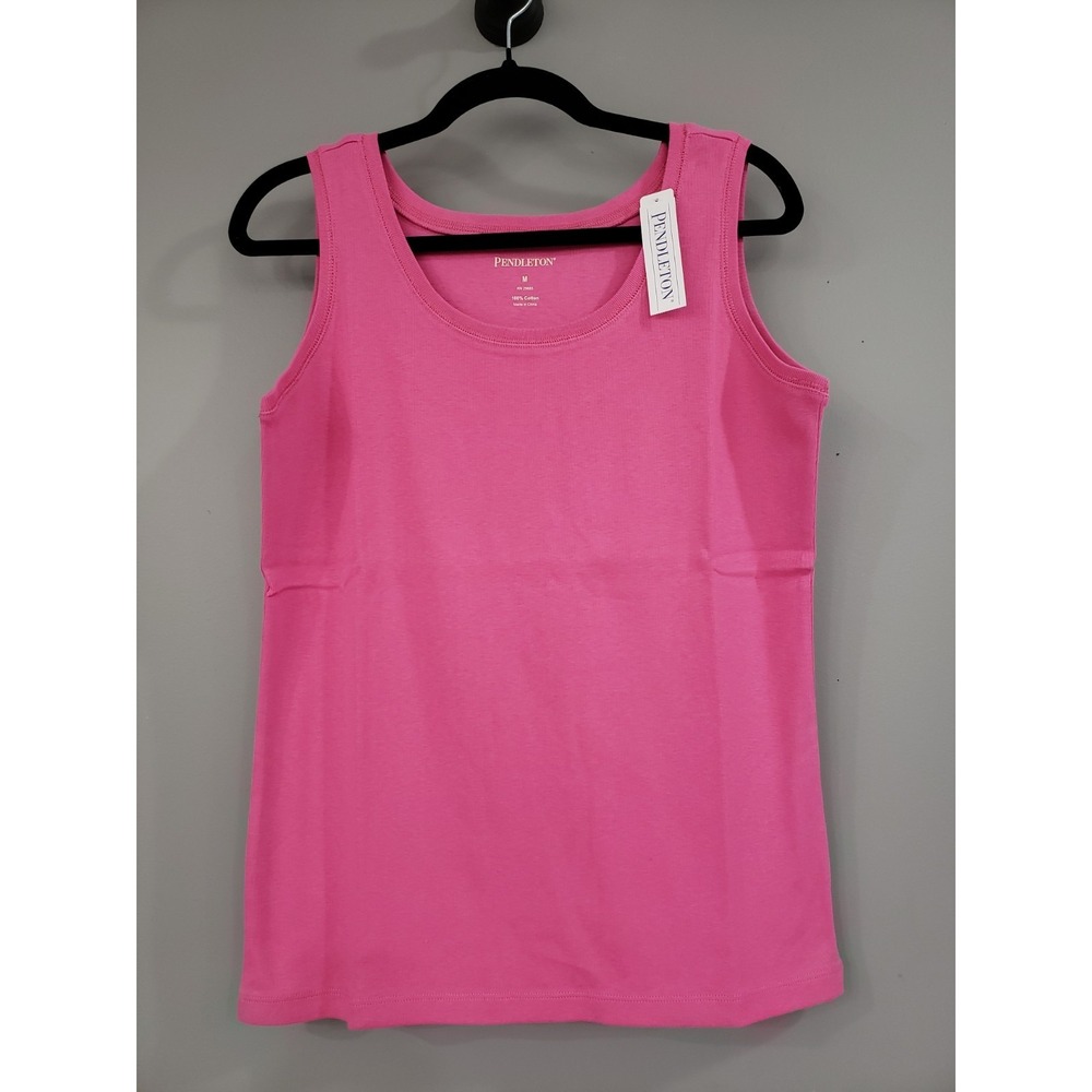 NEW SZ MEDIUM Pendleton Women Tank Top Teal Sleeveless Cotton Hiking camping